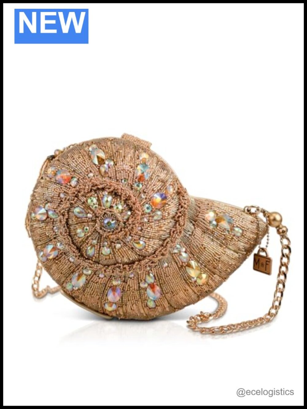 Beaded Crossbody Handbag with Magnetic Closure and Interior Pocket, Gold Accents